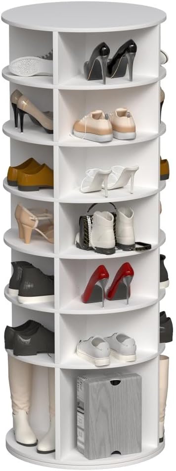 7 Tier Rotating Shoe Rack Tower, 360° Round Rotating Storage Tower, Living Room - Image 9
