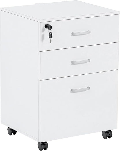 QDSSDECO 3 Drawer Mobile File Cabinet, Rolling Vertical Filing Cabinet fits A4 by QDSSDECO