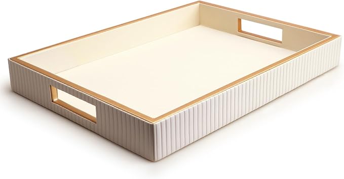 SANZIE Leather Tray Desktop Storage Organizer Premium Serving Tray Decorative by SANZIE