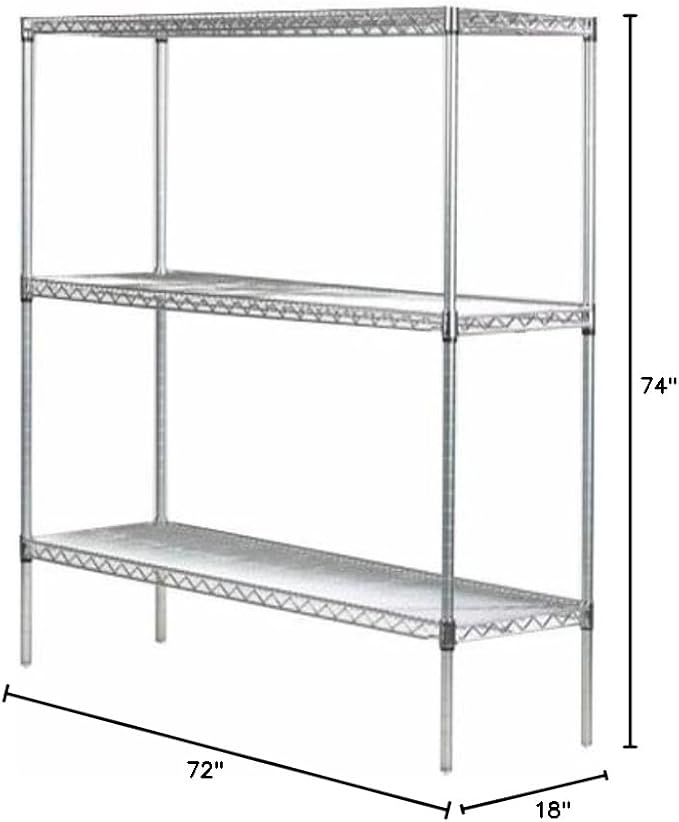 Omega 18" Deep x 72" Wide x 74" High 3 Tier Gray Starter Shelving Unit - Image 3