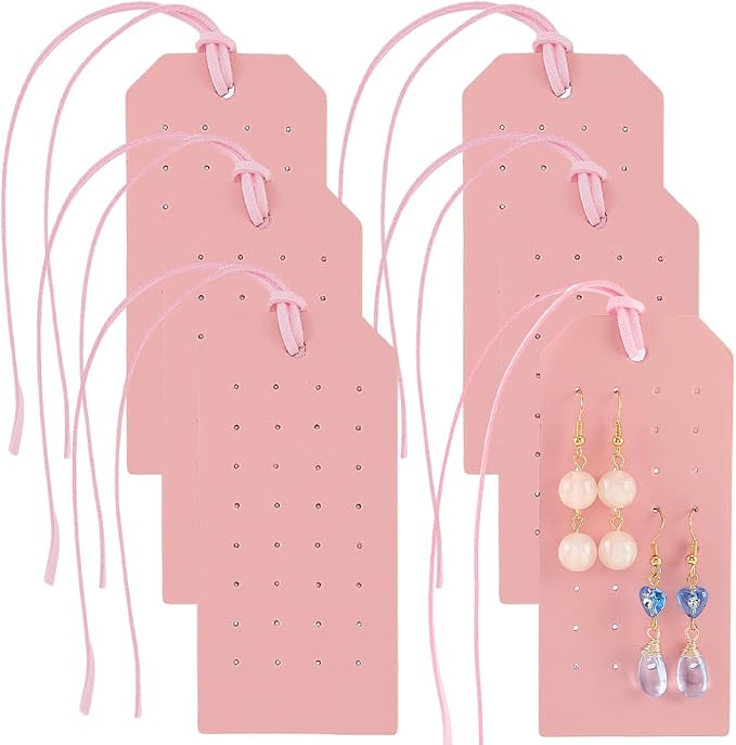 6Pcs Pink Portable Leather Earring Holders Pierced Stud Display Card Organizer by QUALITYCALFOVERA