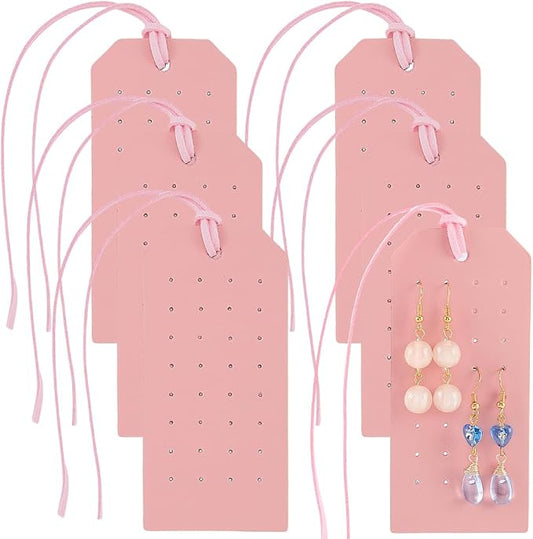 6Pcs Pink Portable Leather Earring Holders Pierced Stud Display Card Organizer by QUALITYCALFOVERA