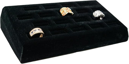 Novel Box 18-Slot Black Velvet Rings/Earrings/Cufflinks Holder Tray by NovelBoxCompanyLtd