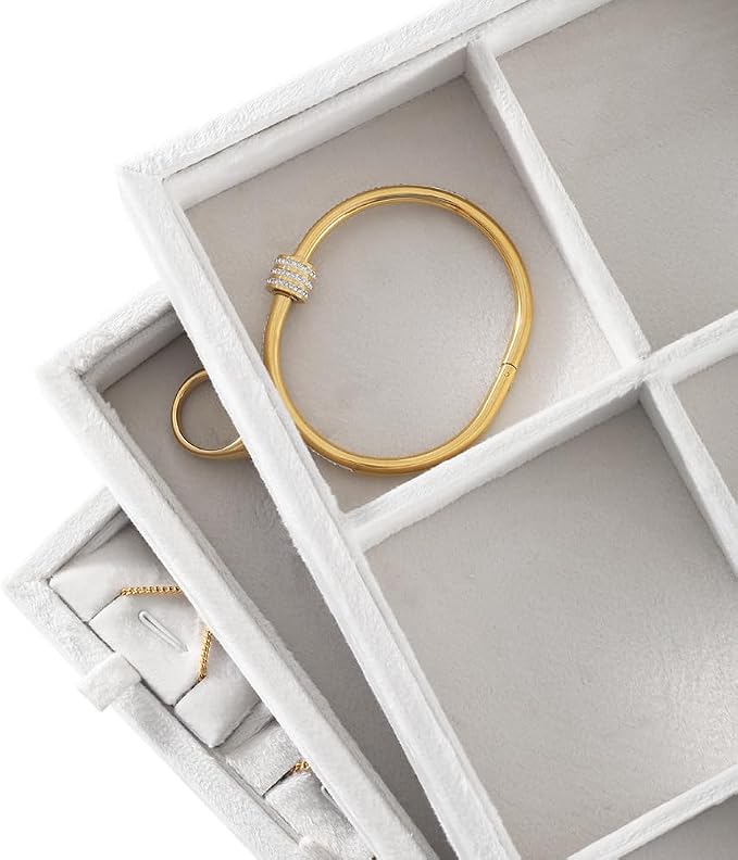 Velvet Stackable Jewelry Display Tray, 12 Grid Watch Bangle Bracelet Storage - Image 5