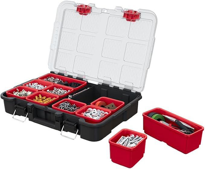 Keter Stack N' Roll Tool Organizer, Portable Small Parts Organizer by Keter