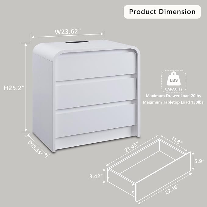 25" Tall Modern Nightstand - Image 2