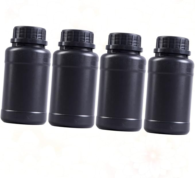 4pcs Black Plastic Chemical Bottles Hdpe Light-blocking Storage Containers - Image 9