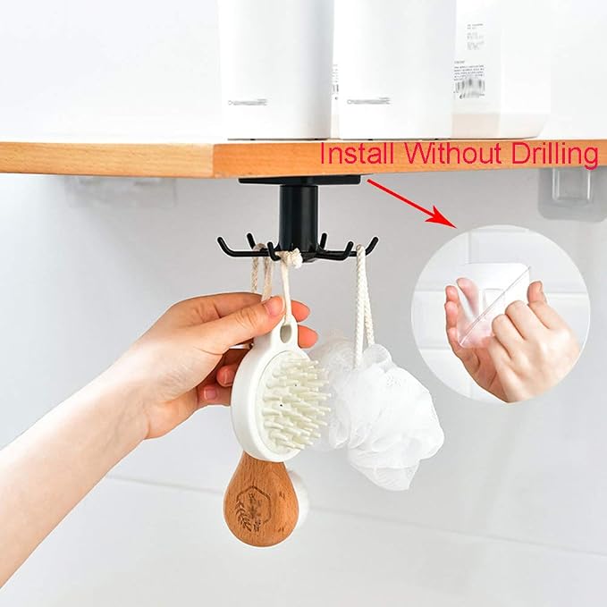 2PCS Under Cabinet Hooks, 360 °Rotation Kitchen Hooks - Image 2