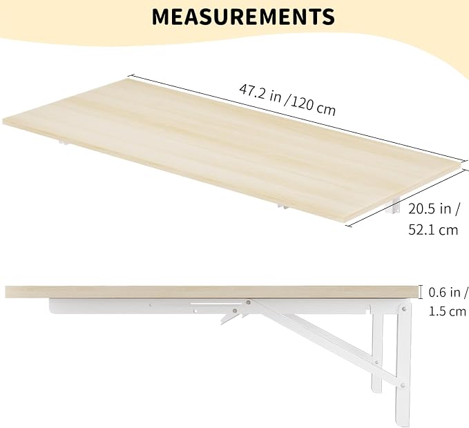 GOYLSER Wall Mounted Folding Kitchen Table Desk - Image 3