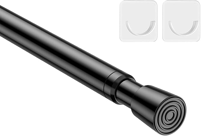 MEXAU 1Pack Spring Tension Curtain Rod 26-39 inch Black Small Tension Rod | by MEXAUSPRINGCURTAINRODS