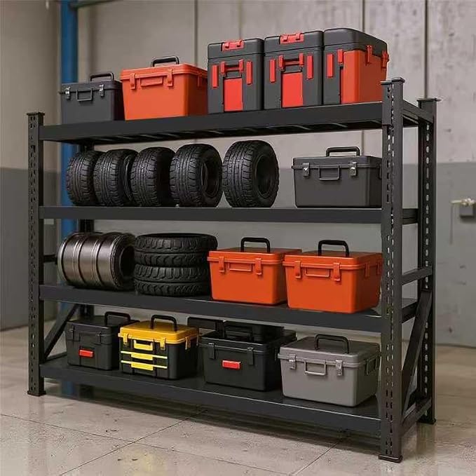 59" W Garage Shelving, Heavy Duty 4 Tier Metal Storage Shelves, Adjustable by Unknown