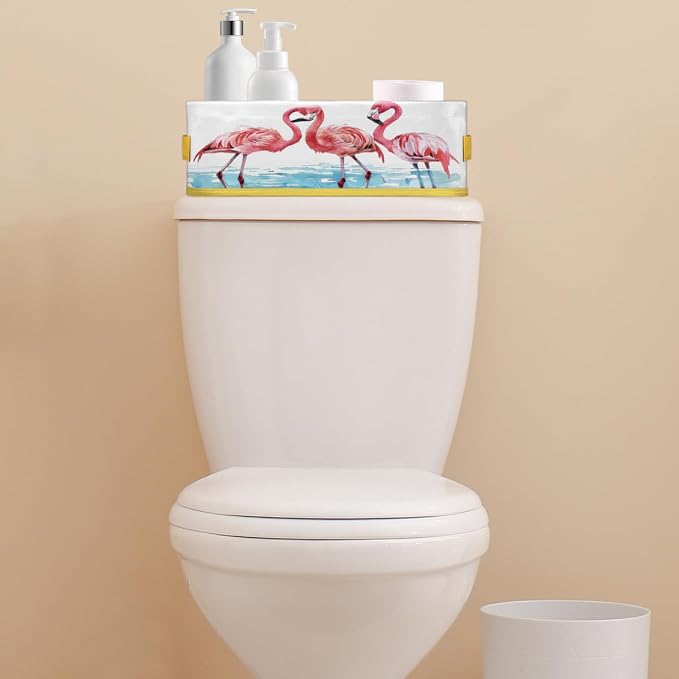 Pink Flamingo Light Blue Bathroom Storage Basket, Foldable - Image 7