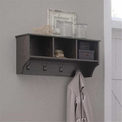 RiverRidge Home Woodbury Collection Cubbies and Hooks Wall Shelf, Dark - Image 2