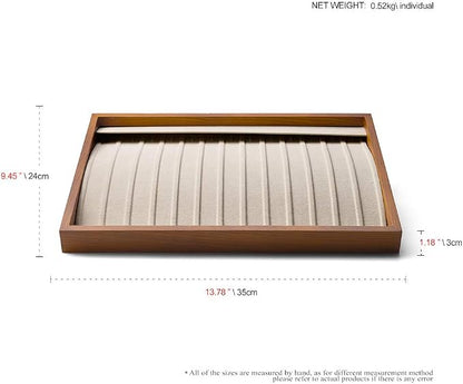 Oirlv Wood 13 Grids Necklace/Bracelet/Pendant Display Tray Jewelry Drawer - Image 7