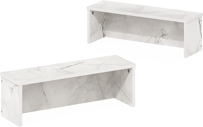 Furinno Helena Kitchen Counter Stackable Organizer Shelf, Marble White - Image 7