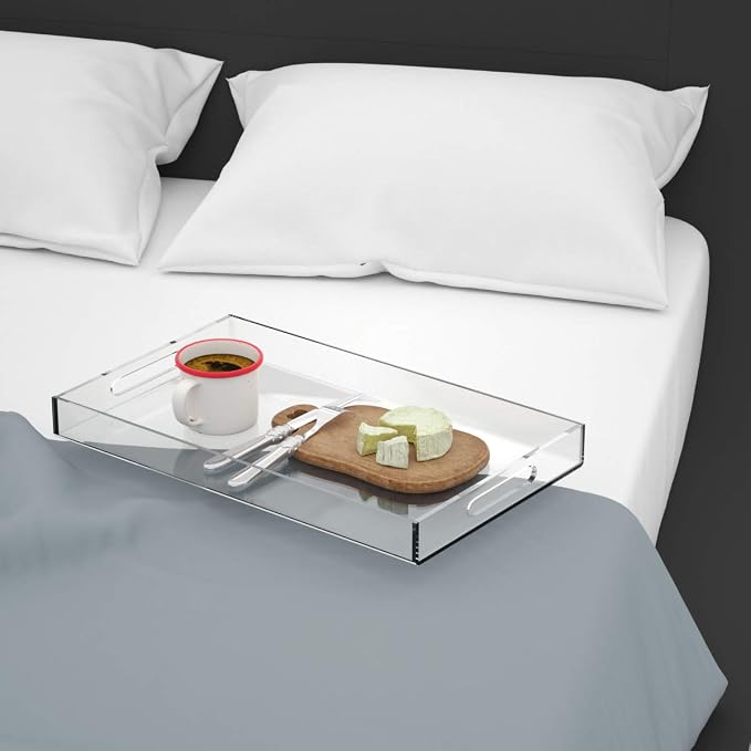 NIUBEE Acrylic Serving Tray 14x18 Inches -Spill Proof- Clear Decorative Tray - Image 7