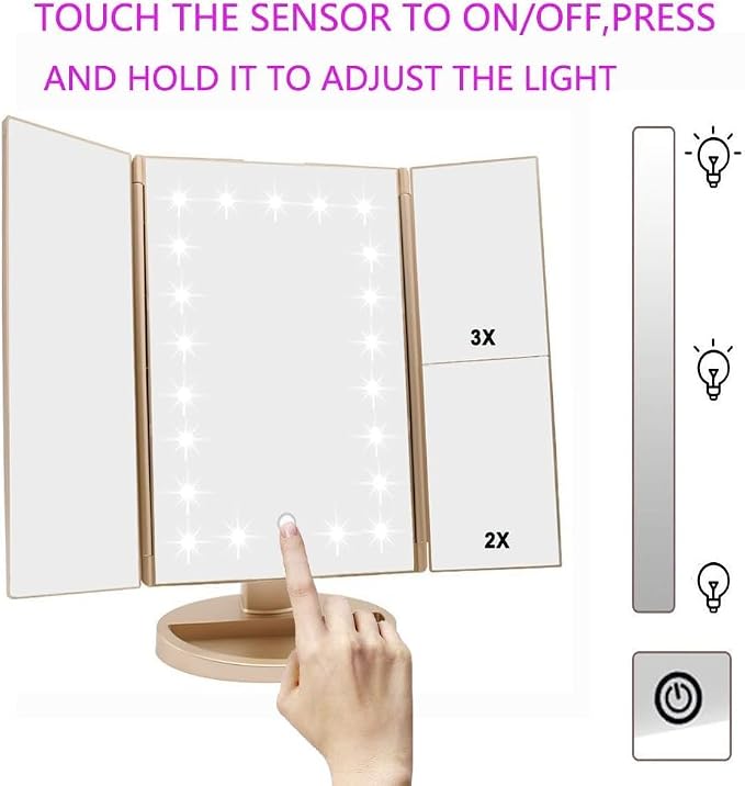 Tri-fold Lighted Vanity Makeup Mirror - Image 5