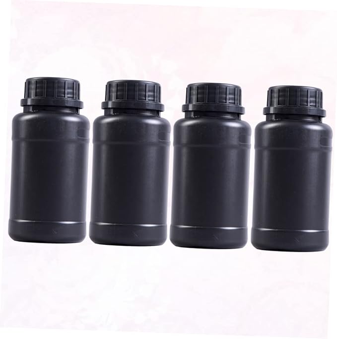 4pcs Black Plastic Chemical Bottles Hdpe Light-blocking Storage Containers - Image 4