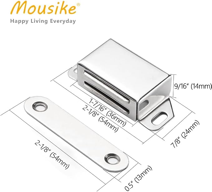 Mousike Cabinet Magnets 30lb Stainless Steel Magnetic Door Catch - Image 2