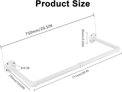 Industrial Iron Pipe Clothes Hanging Bar DIY Wall-Mounted Garment Rack Heavy - Image 3
