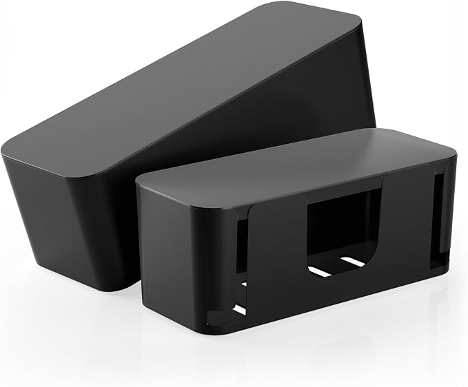 DELAMU 2 Pack Black Cable Management Box Cord Hider Box, Large Power Cord by DELAMU