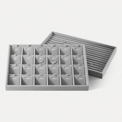 Velvet Necklace Display Tray, Stackable 24 Grid Insert Pendant Necklaces - Image 6