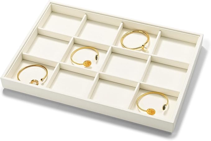 12 Grids Microfiber Jewelry Tray Bracelet Bangle Earring Tray Jewelry Display - Image 2