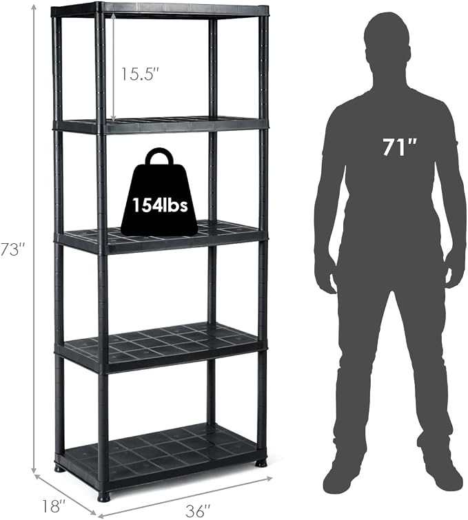 IRONMAX 5-Tier Garage Shelving Unit, Plastic Storage Rack - Image 3