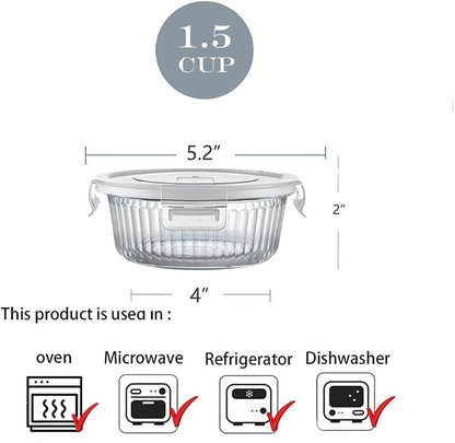 H.JSS WDJS 1.5 cup Round Glass Food Storage Containers - Image 2
