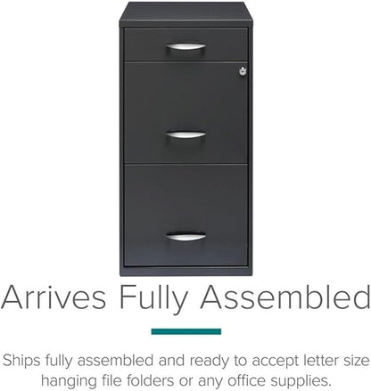 Scranton & Co 3-Drawer Contemporary Metal Filing Cabinet in Charcoal - Image 6