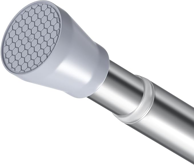 Shower Curtain Rod silver Tension Rod 45 to 77 Inch Spring Curtain Rod Shower by ZipGloTensionRod