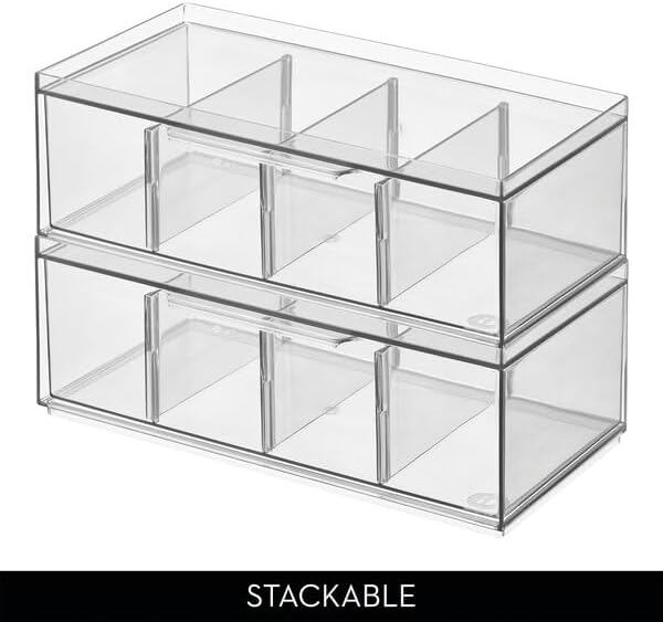 iDesign XL Tea Bag Organizer, 4-Section Clear Stackable, Storage Drawer - Image 5