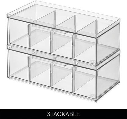 iDesign XL Tea Bag Organizer, 4-Section Clear Stackable, Storage Drawer - Image 5