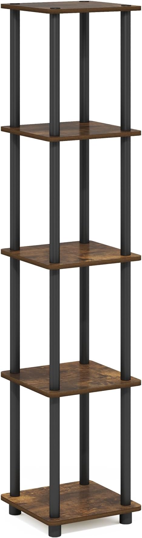 Furinno Turn-N-Tube Storage Shelves, 5-Tier Square Book Shelf, Corner Shelf - Image 5
