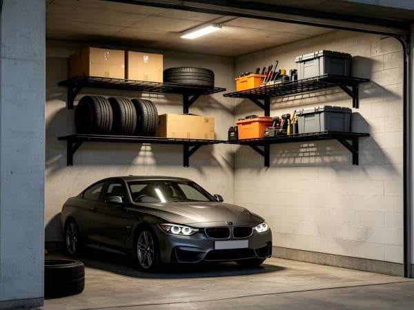 Folding Garage Wall Shelves, 660 lbs Capacity Space Saving Floating Racks - Image 7