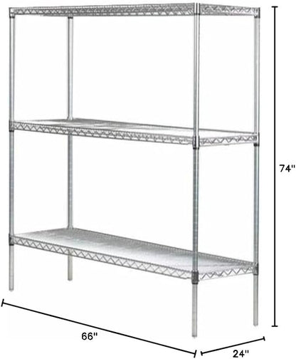 Omega 24" Deep x 66" Wide x 74" High 3 Tier Chrome Starter Shelving Unit - Image 2