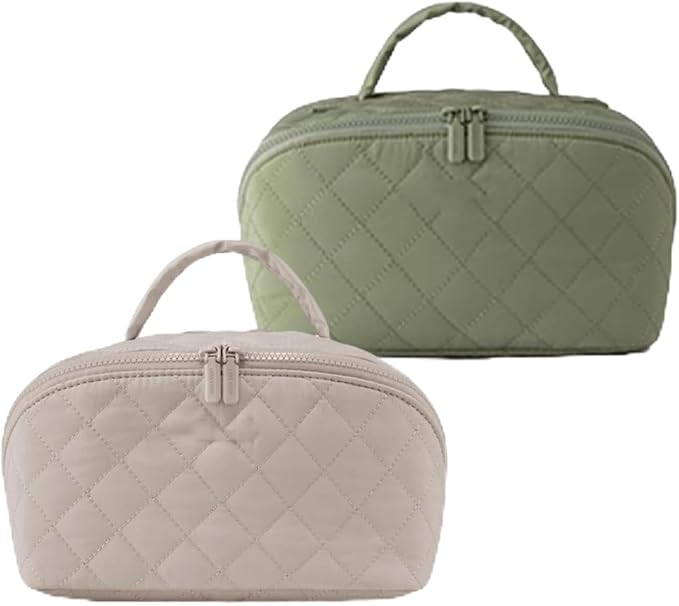 Travel Makeup Bag, Wide Open Expandable Lay-Flat Cosmetic Case, Padded Organizer by Feilium