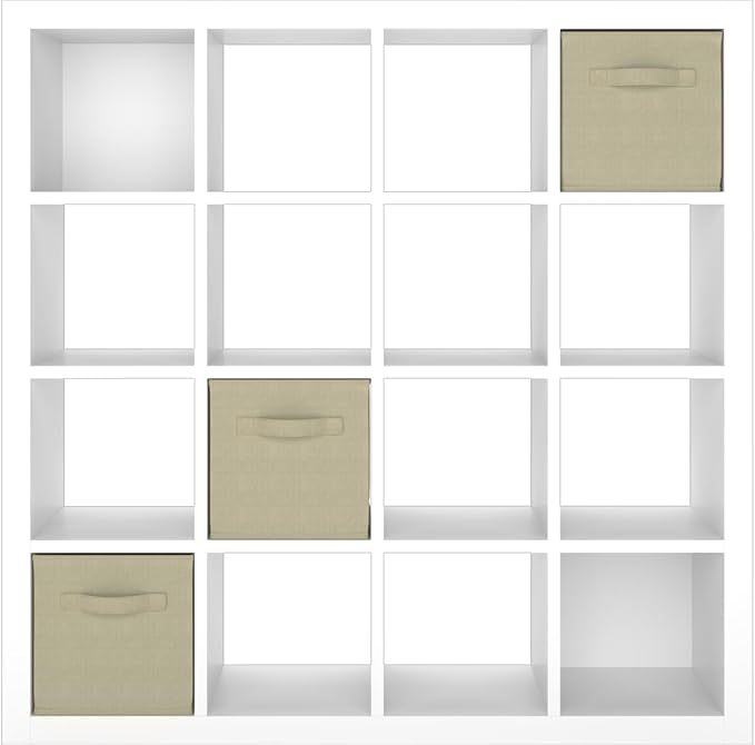 furtble Bookshelf with Storage Bins, 16-Cube Storage Organizer with Back Panels - Image 8