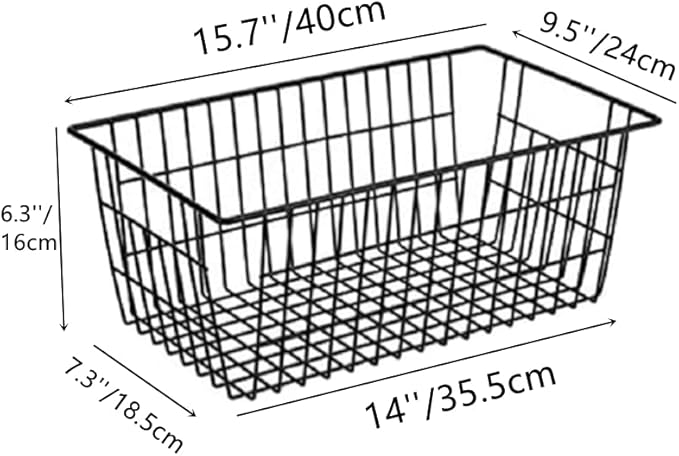 Slideep Farmhouse Metal Wire Basket, Fridge Freezer Storage Organizer Bins - Image 2