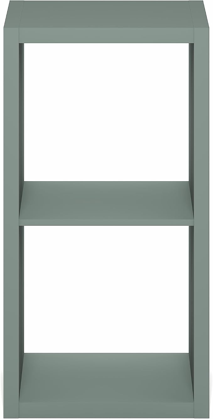 Furinno Cubicle 2-Cube Book Shelf, Extra Thick Frame Bookshelf, Sage Green | - Image 9