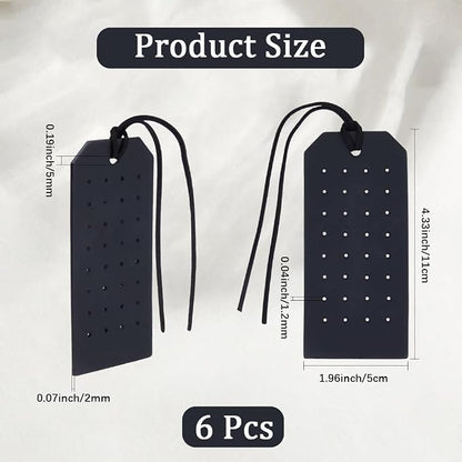 6Pcs 4.3x2.2 Inch PU Leather Pierced Earring Organizer Hanging Case 32 Holes - Image 2