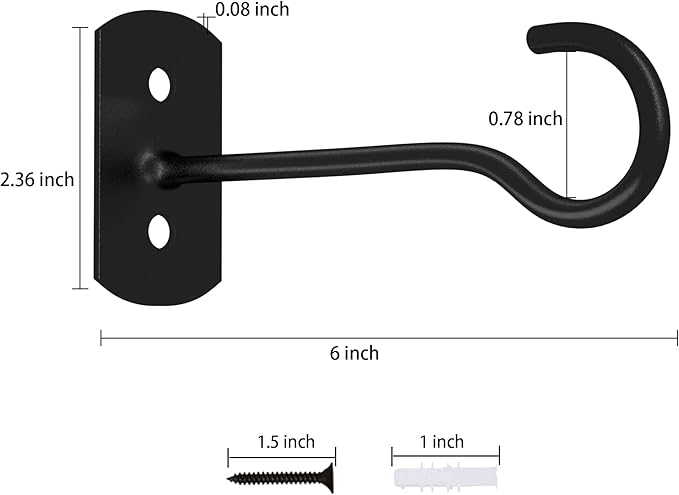 6in Hanging Plant Hooks 4Pack Ceiling Hooks - Image 2