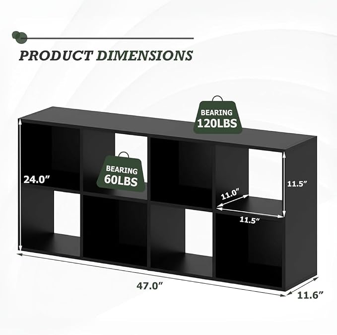 8 Cube Storage Organizer Shelf, Open Cube Bookshelf, Reversible Bookcase - Image 3