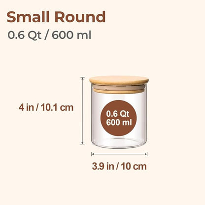 ComSaf Airtight Glass Food Storage Jars Set of 6, 0.6 Qt Clear Glass Food - Image 2