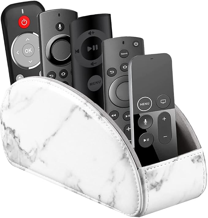 All-in-One Leather White TV Remote Holder by YAPISHI