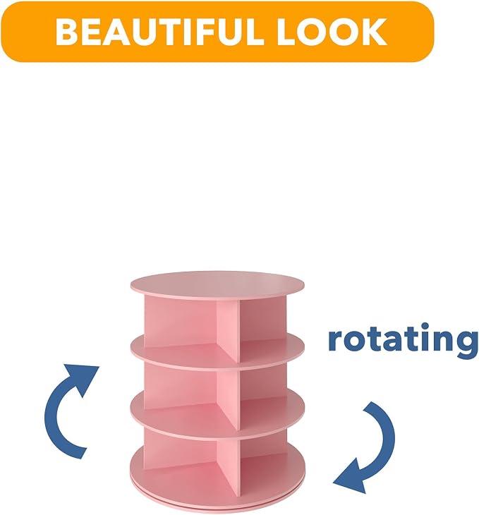 SpaceAid 3 Tier Rotating Shoe Rack Tower, Spinning Shoe Display Lazy Susan - Image 7