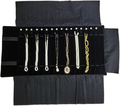 Portable Jewelry Roll Untangled Secure Necklace Travel Storage Bag Displays - Image 2