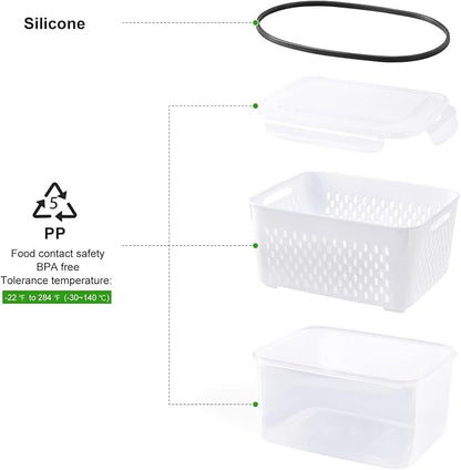 4 PCS Fruit Storage Containers for Fridge, Leakproof Produce Containers for - Image 8
