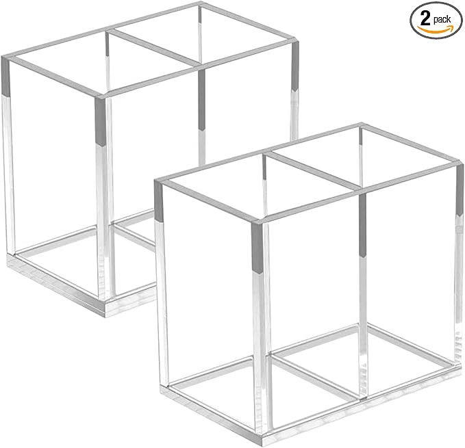 2pcs Makeup Brush Holder, Acrylic Clear Organizer by ZUDEE