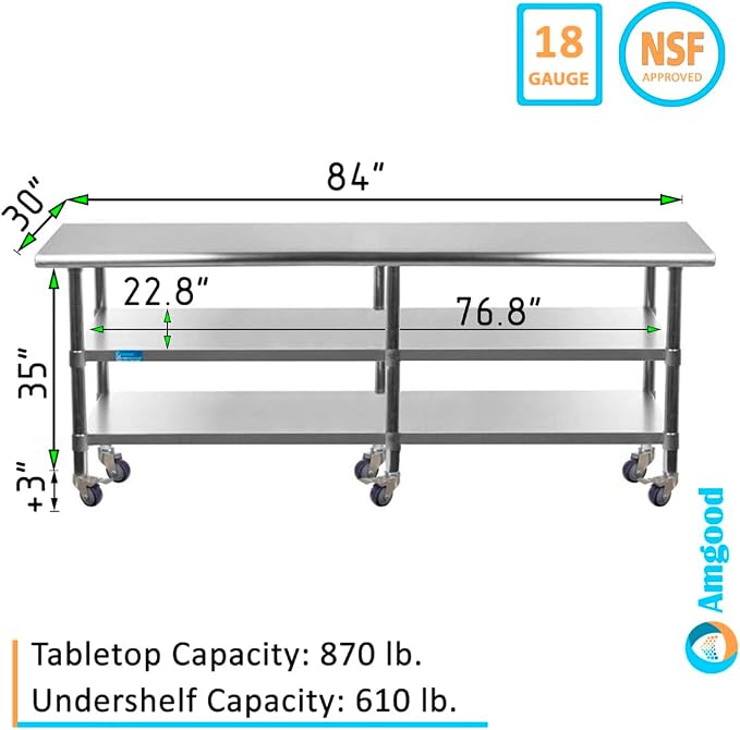 AmGood Stainless Steel Work Table - Image 2